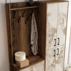 Garderobemeubel Berlin Melamine Walnoot Wit Marmerlook