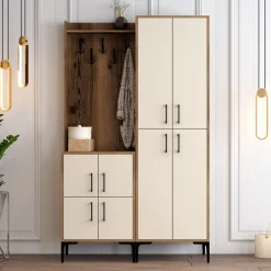 Garderobemeubel Berlin Melamine Walnoot Crème