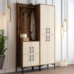 Garderobemeubel Berlin Melamine Walnoot Crème