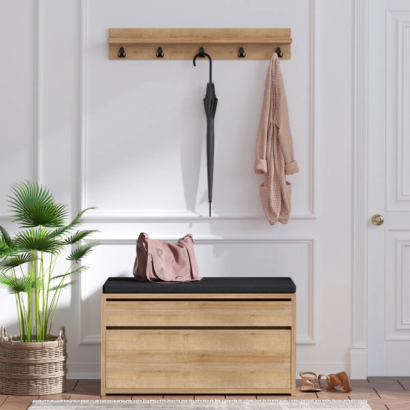 Garderobemeubel Boby Melamine Eiken Zwart