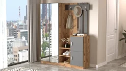 Garderobemeubel Didim Large Melamine Atlantic Pine Antraciet