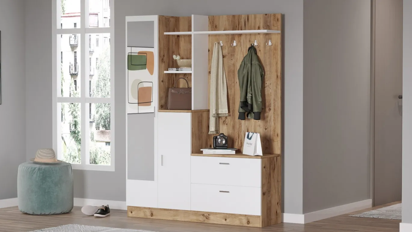 Garderobemeubel Didim Melamine Atlantic Pine Wit