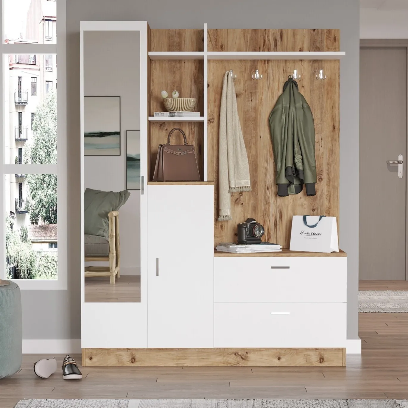 Garderobemeubel Didim Melamine Atlantic Pine Wit