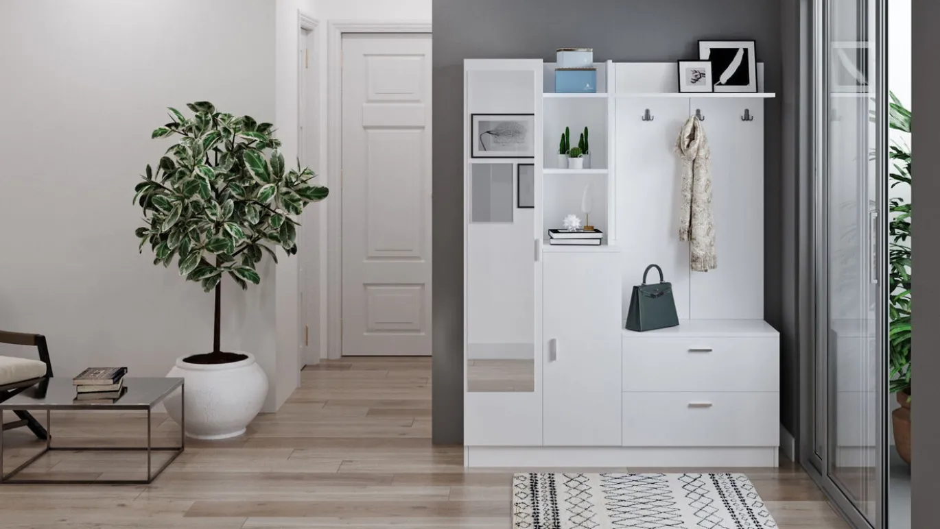 Garderobemeubel Didim Melamine Wit