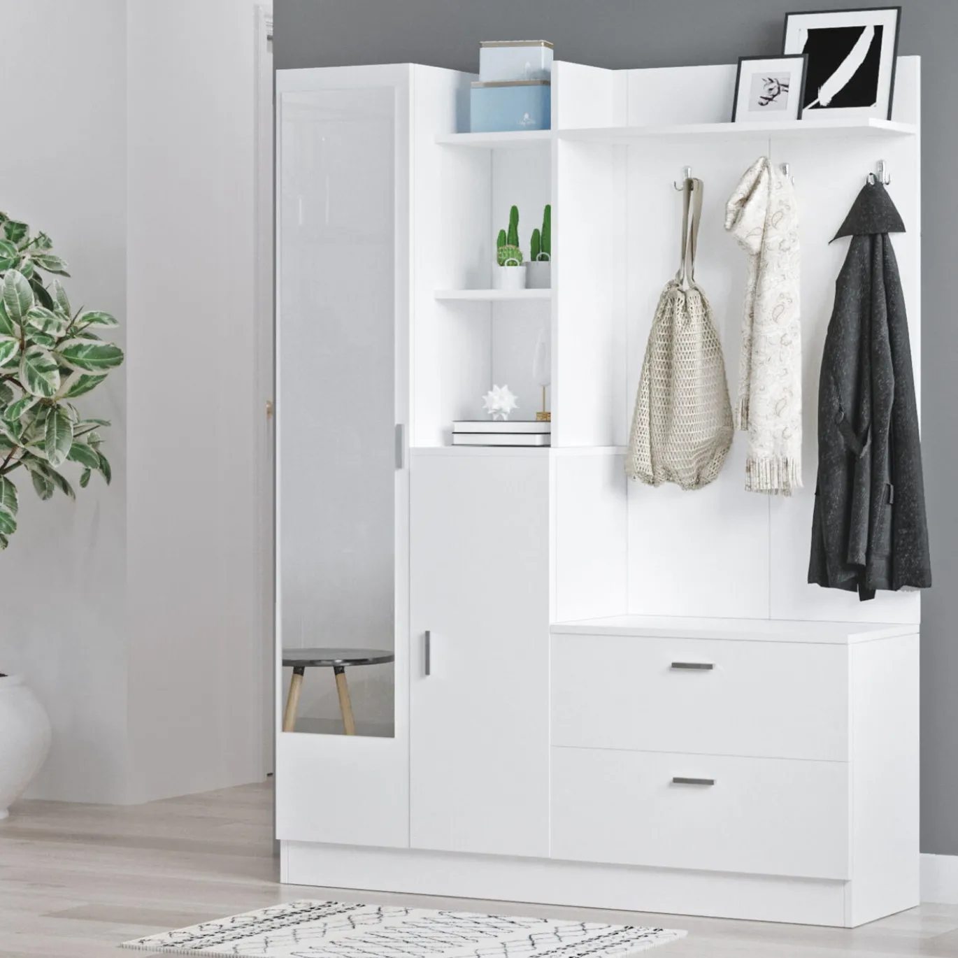 Garderobemeubel Didim Melamine Wit