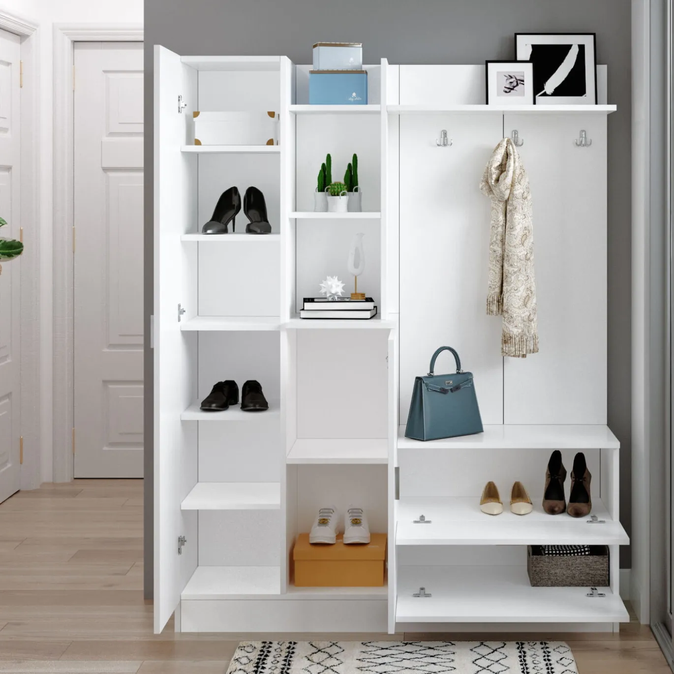 Garderobemeubel Didim Melamine Wit