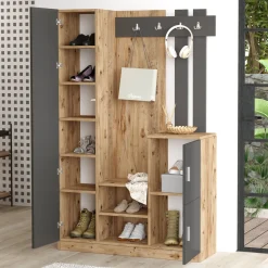 Garderobemeubel Didim Naturel/Antraciet S