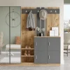 Garderobemeubel Didim Naturel/Antraciet XL