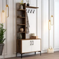 Garderobemeubel Viyana Melamine Walnoot Wit