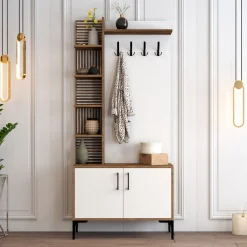 Garderobemeubel Viyana Melamine Walnoot Wit
