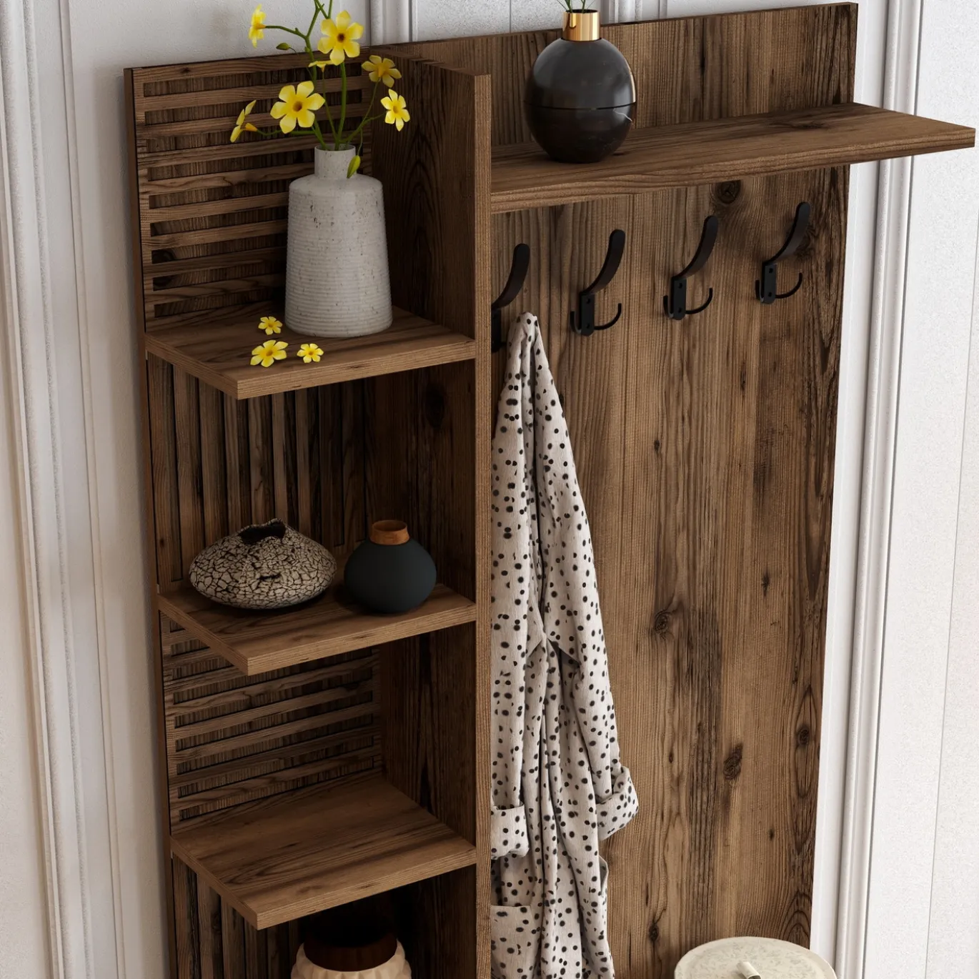 Garderobemeubel Viyana Melamine Walnoot