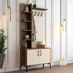 Garderobemeubel Viyana Melamine Walnoot Crème