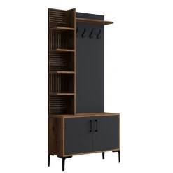 Garderobemeubel Viyana Melamine Walnoot Antraciet