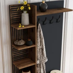 Garderobemeubel Viyana Melamine Walnoot Antraciet