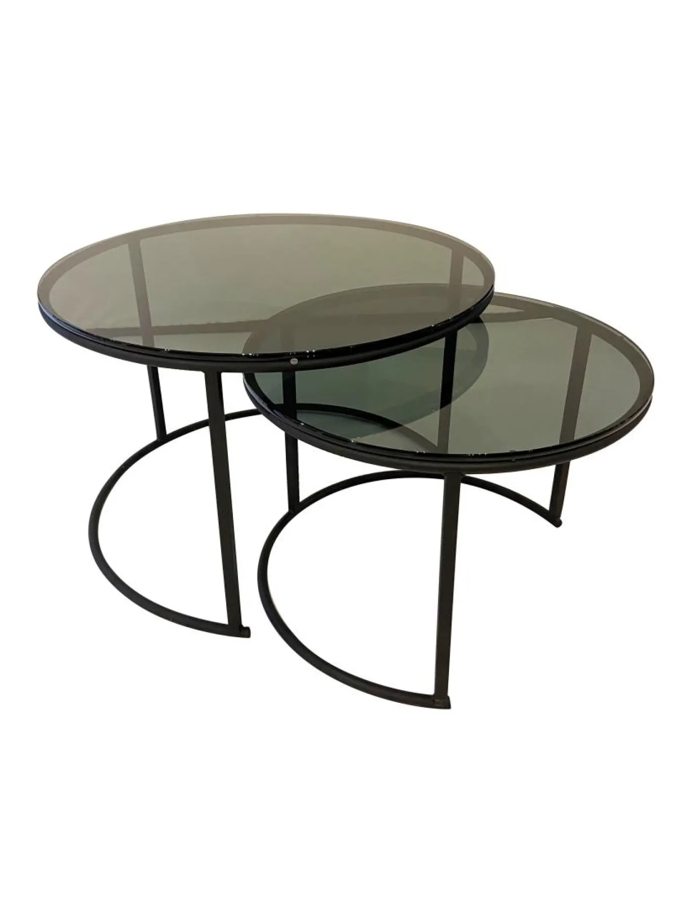 Haans Salontafel Metro Glas Metaal Zwart Set van 2