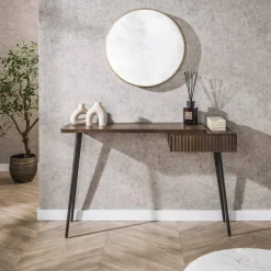 Hal-/kaptafel Carve 1 Lade Massief Acacia Bruin - Giga Meubel