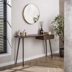 Hal-/kaptafel Carve 1 Lade Massief Acacia Bruin - Giga Meubel