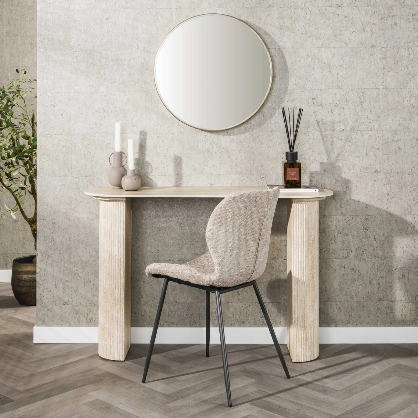Hal/kaptafel Romano Arch Keramiek Travertin - Giga Meubel