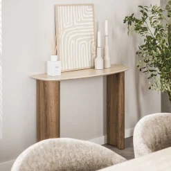 Hal-/kaptafel Romano Curvo Keramiek Travertin - Giga Meubel