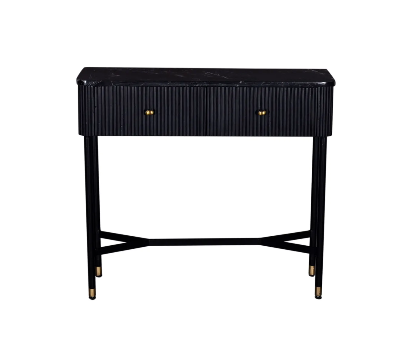 Halkastje Japandi Zwart met Marmer 90cm - Giga Meubel