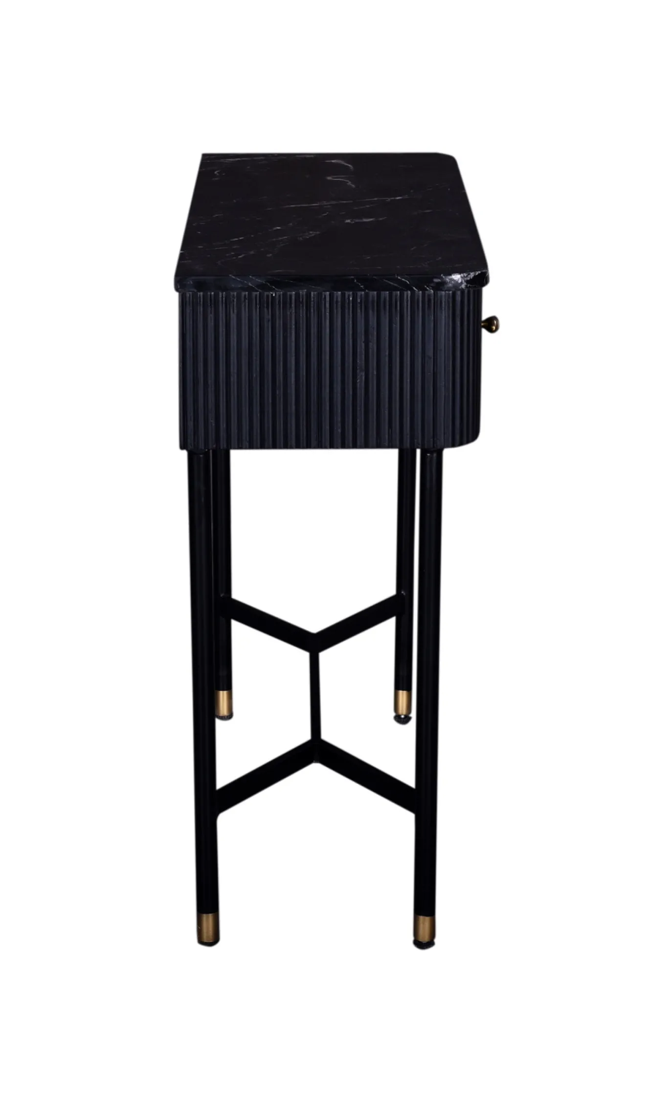 Halkastje Japandi Zwart met Marmer 90cm - Giga Meubel