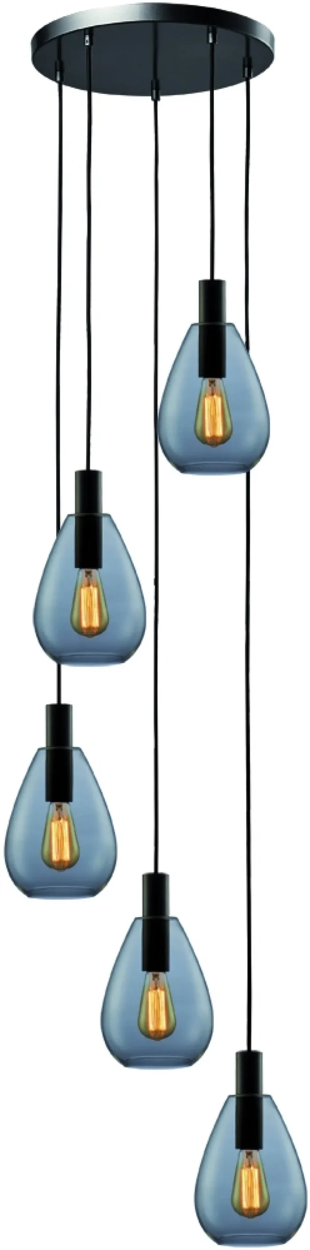 Hanglamp Anita 5-Lichts Getrapt Smoke Glas - Giga Meubel
