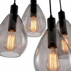 Hanglamp Anita 5-Lichts Getrapt Smoke Glas - Giga Meubel