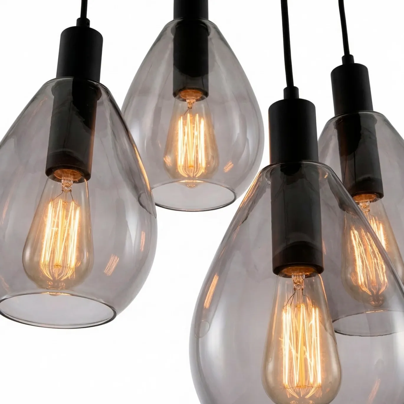 Hanglamp Anita 5-Lichts Getrapt Smoke Glas - Giga Meubel