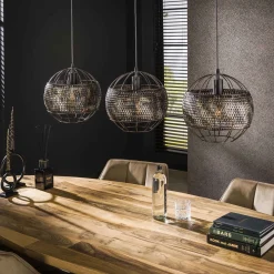 Hanglamp Armor Open 3-Lichts Zwart/Bruin - Giga Meubel