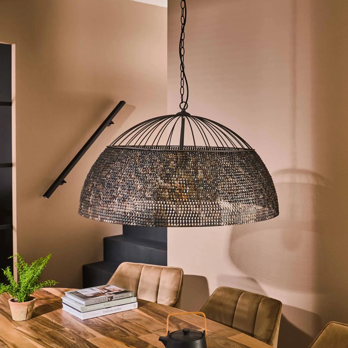 Hanglamp Armor Zwart Bruin Ø80cm - Giga Meubel