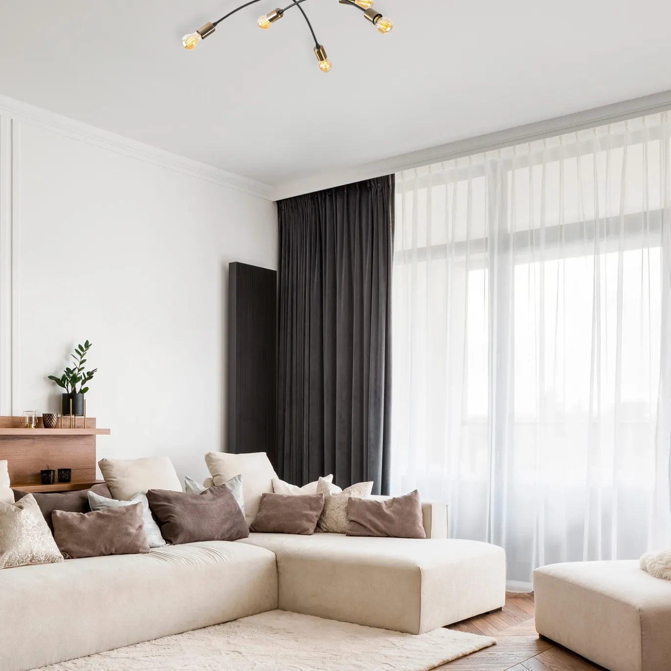 Hanglamp Banana Metaal Zwart Goud 6-Lichts