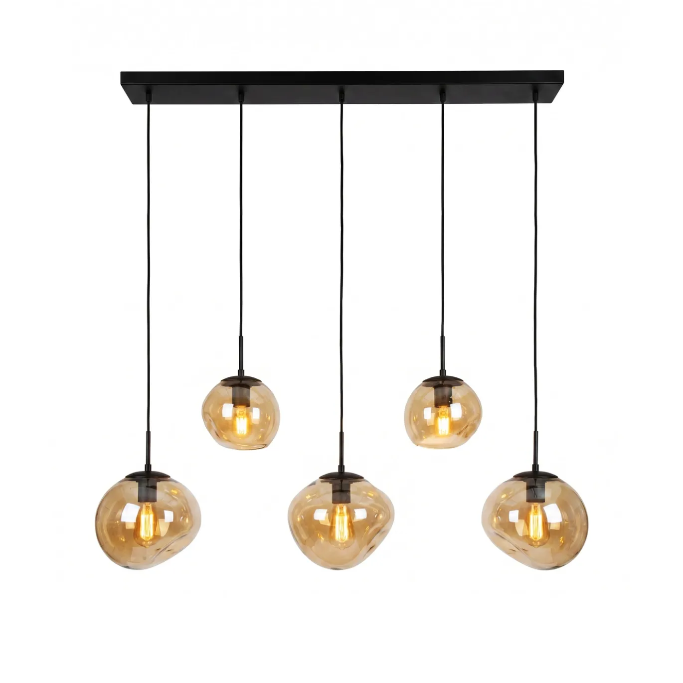Hanglamp Bart 5-Lichts Amber Glas - Giga Meubel