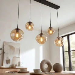 Hanglamp Bart 5-Lichts Amber Glas - Giga Meubel