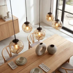 Hanglamp Bart 5-Lichts Amber Glas - Giga Meubel