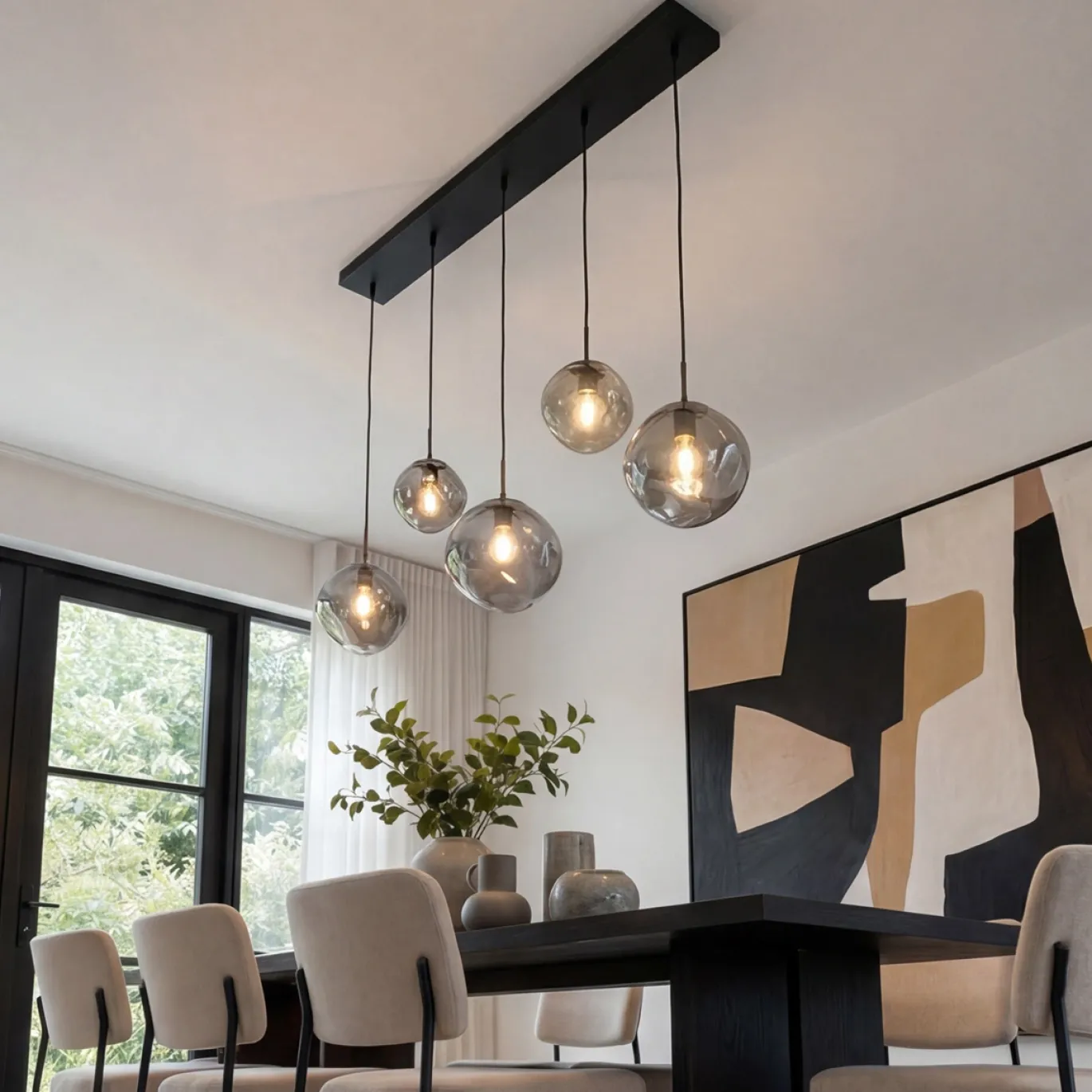 Hanglamp Bart 5-Lichts Smoke Glas - Giga Meubel