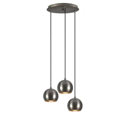 Hanglamp Berceste Bol 3-Lichts Getrapt Platinum