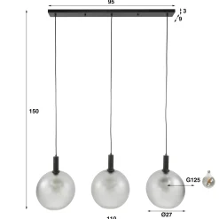 Hanglamp Bubble Frosted 3-lichts Frosted Grijs - Giga Meubel