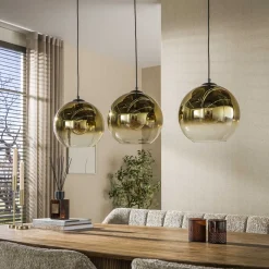 Hanglamp Bubble Shaded 3-lichts Goud - Giga Meubel