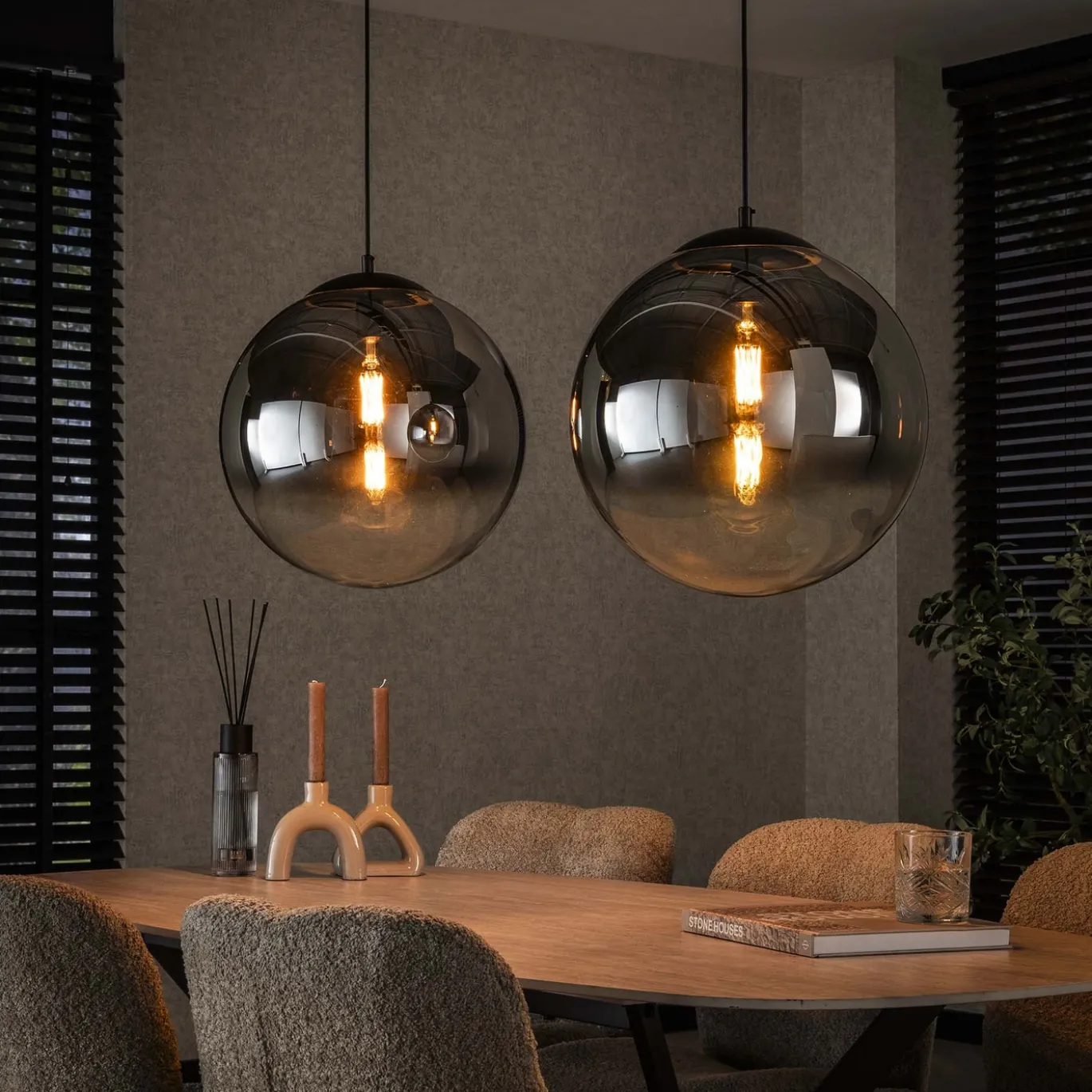 Hanglamp Bubble Shaded XL 2-Lichts Artic Zwart - Giga Meubel