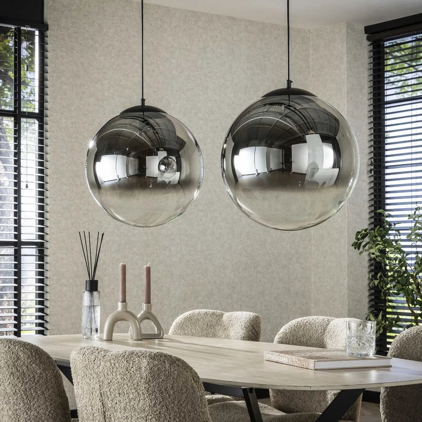 Hanglamp Bubble Shaded XL 2-Lichts Artic Zwart - Giga Meubel