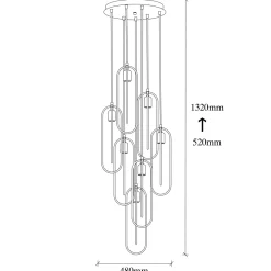 Hanglamp Cerco Goud/Zwart 7-Lichts