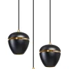 Hanglamp Claire 3-Lichts Getrapt Zwart/Messing - Giga Meubel