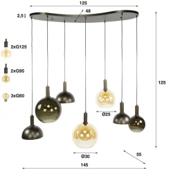 Hanglamp Cluster 4+3-lichts Sienna Bruin - Giga Meubel