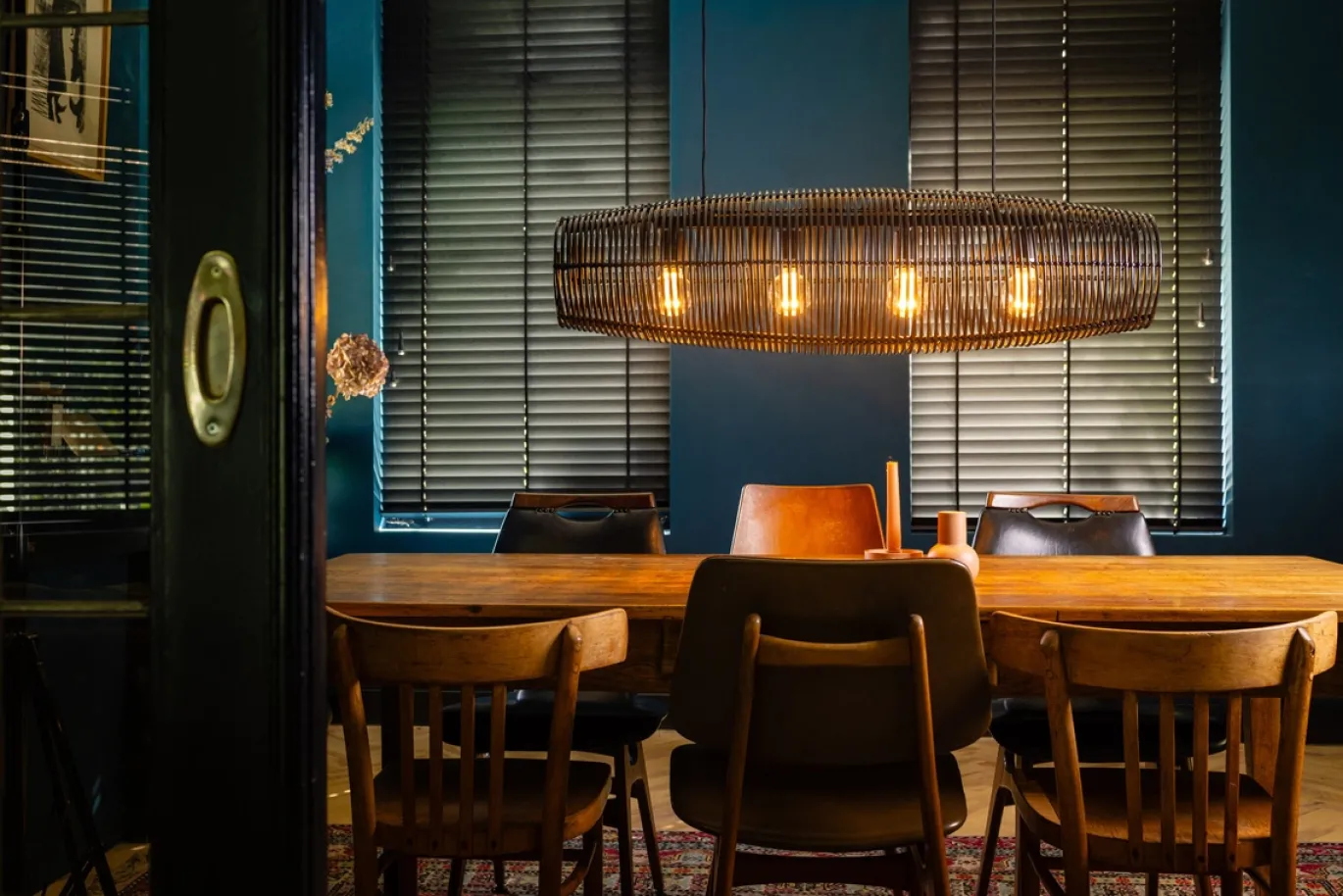 Hanglamp Cocoon 4-Lichts Rotan Zwart - Giga Meubel