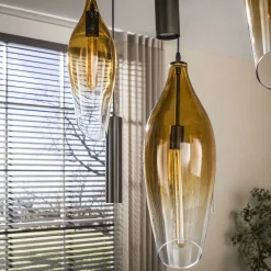Hanglamp Cocoon Pendel 4+3-lichts Sienna Bruin-shaded - Giga Meubel