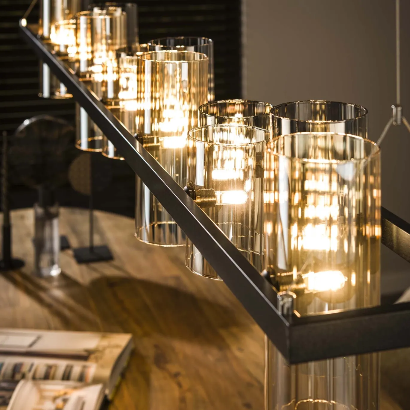 Hanglamp Cylinder Mixed Glass 14-Lichts - Giga Meubel