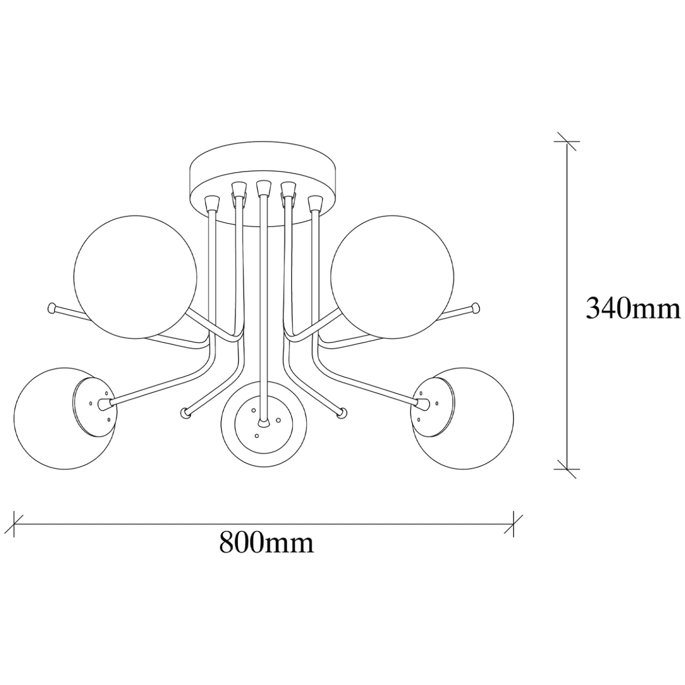 Hanglamp Daisy 5-Lichts Zwart