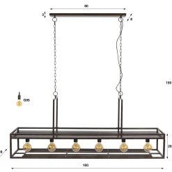 Hanglamp Decorate 6-lichts Urban Bruin - Giga Meubel