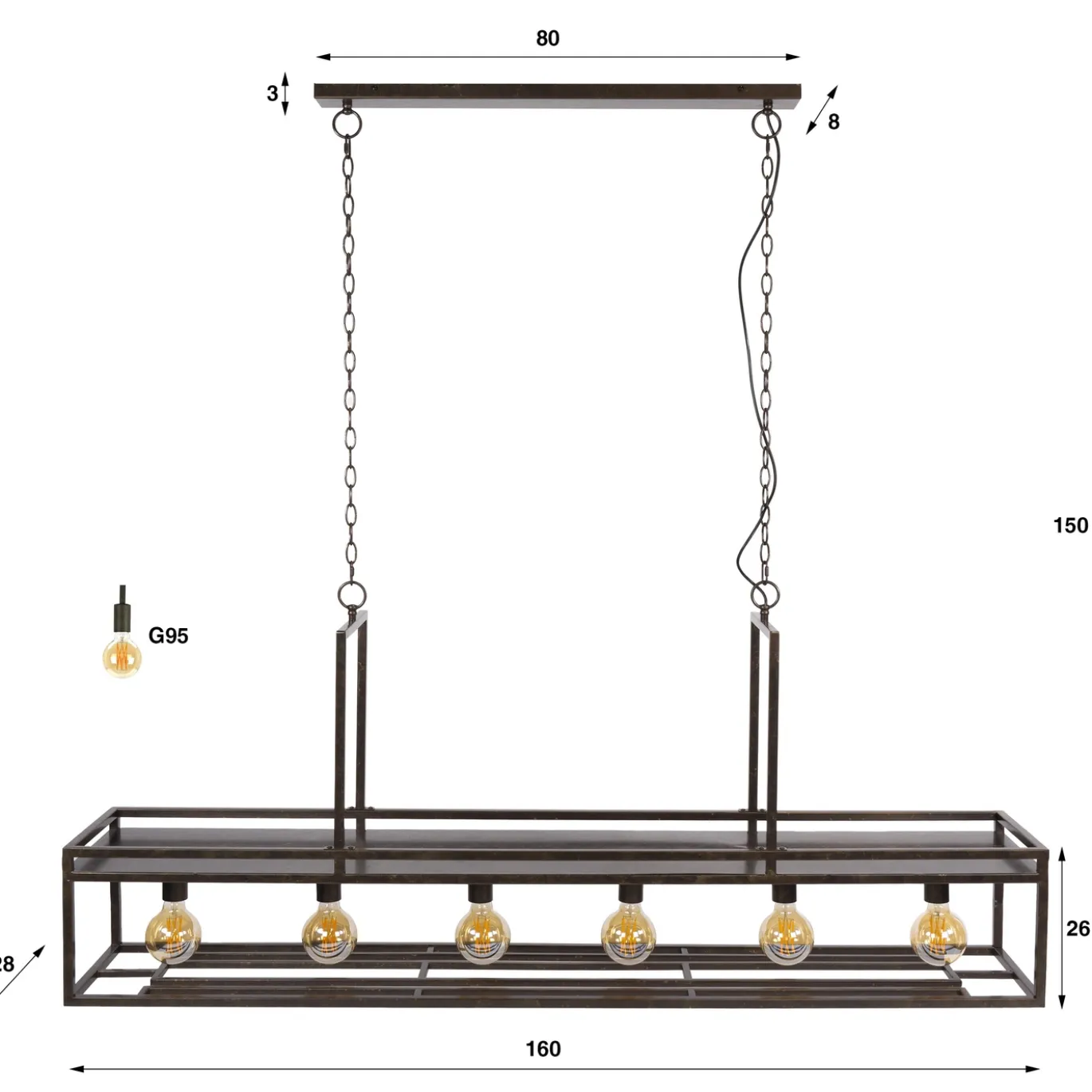 Hanglamp Decorate 6-lichts Urban Bruin - Giga Meubel