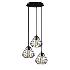 Hanglamp Diamond 3-Lichts Getrapt Zwart